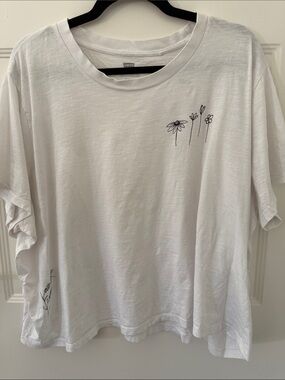 Levi's White Tee with Minimal Black Floral Sketches